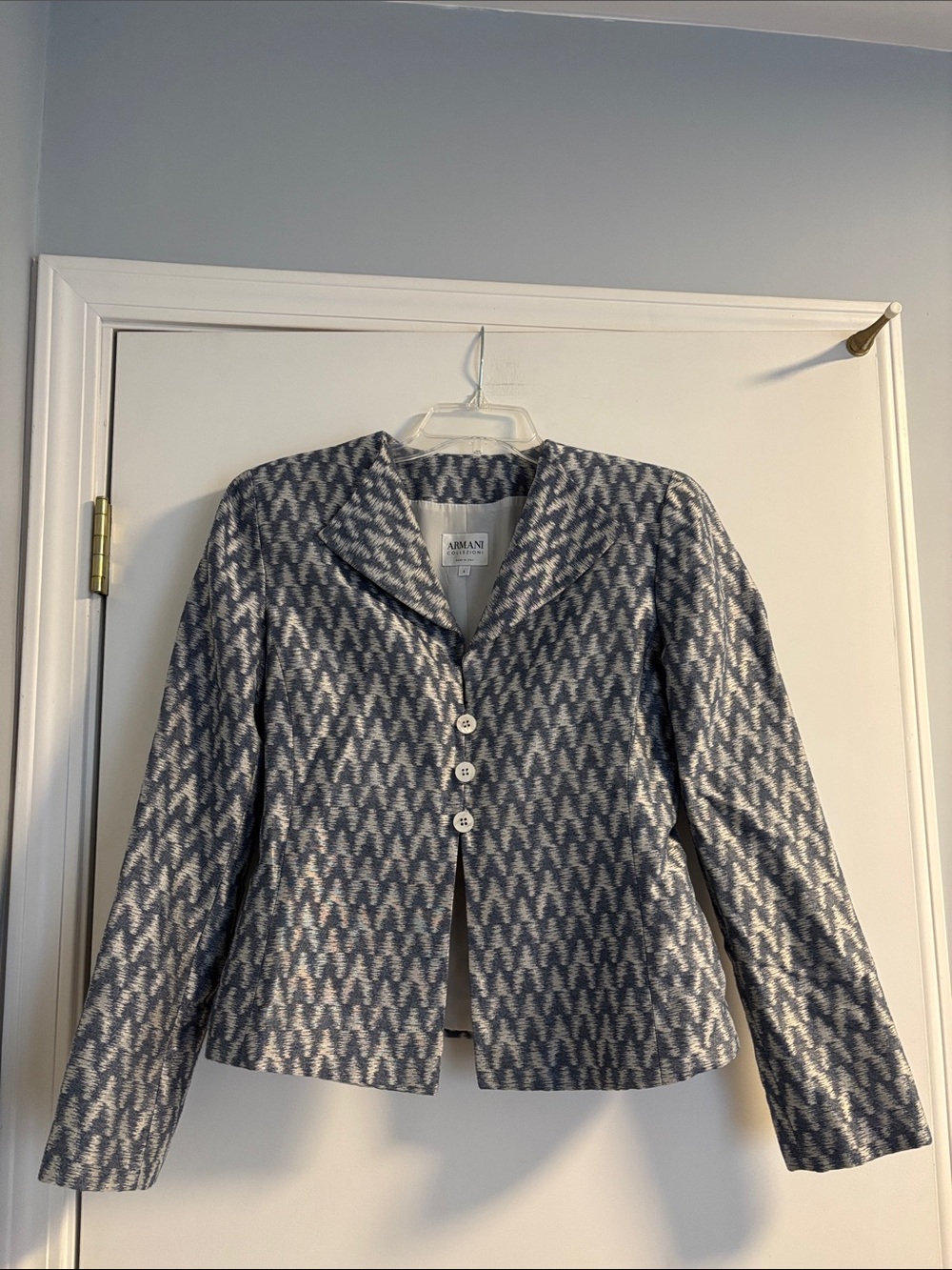 Armani Collezioni Blue and White Patterned Women's Blazer